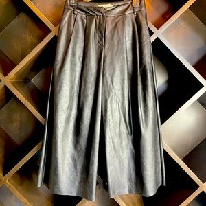 Vegan leather cropped wide legged pants